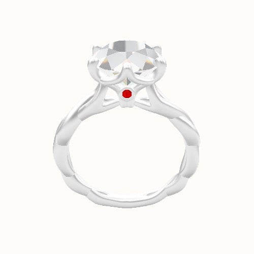 Cobra solitaire Twist Engagement Ring With Crown Six Prong w. accent Diamond Head