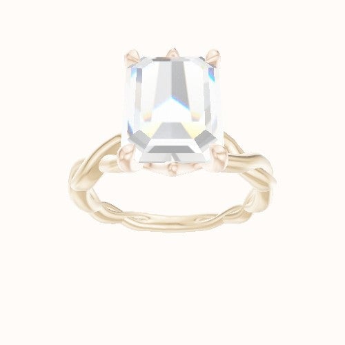 Cobra solitaire Twist Engagement Ring With Crown Six Prong w. accent Diamond Head