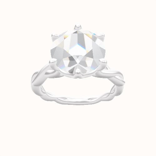 Cobra solitaire Twist Engagement Ring With Crown Six Prong w. accent Diamond Head