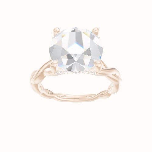 Cobra solitaire Twist Engagement Ring With Double Pave V Prong Head