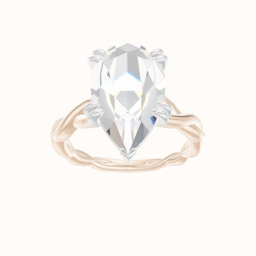 Cobra solitaire Twist Engagement Ring With Double Prongs Head