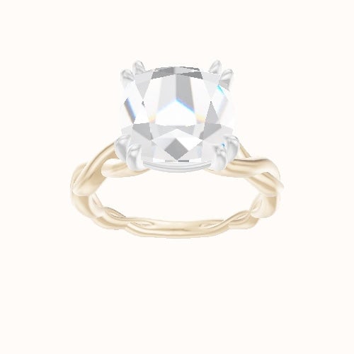 Cobra solitaire Twist Engagement Ring With Double Prongs Head