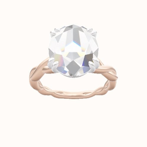 Cobra solitaire Twist Engagement Ring With Double Prongs Head