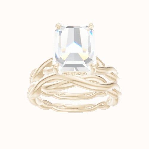 Cobra solitaire Twist Engagement Ring With Front set gallery Head and Matching Band