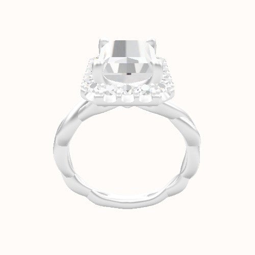 Cobra solitaire Twist Engagement Ring With Halo Head
