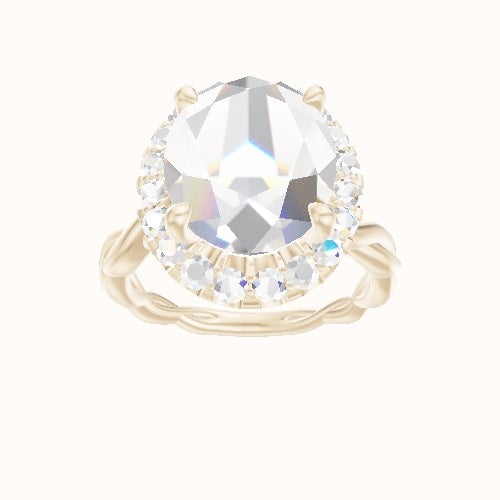 Cobra solitaire Twist Engagement Ring With Halo Head