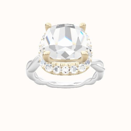 Cobra solitaire Twist Engagement Ring With Halo Head