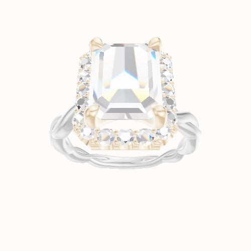 Cobra solitaire Twist Engagement Ring With Halo Head