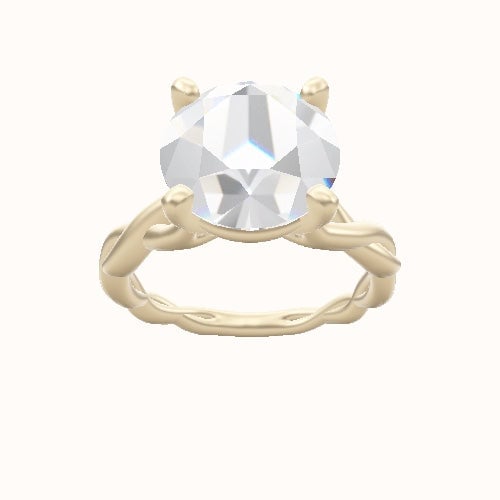 Cobra solitaire Twist Engagement Ring With High Set Four Prong Head