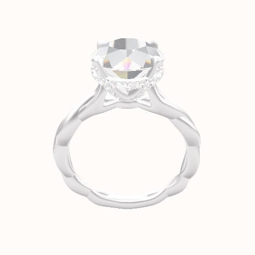 Cobra solitaire Twist Engagement Ring With Pave Basket Head