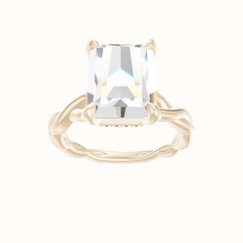 Cobra solitaire Twist Engagement Ring With Pave Basket Head