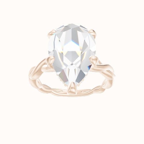 Cobra solitaire Twist Engagement Ring With Pave Basket Head