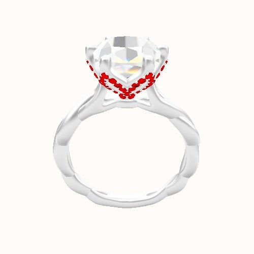 Cobra solitaire Twist Engagement Ring With Pave Petal Six Prong Head