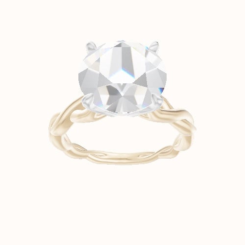 Cobra solitaire Twist Engagement Ring With Pave Tulip Prongs w. Surprise Diamond Head