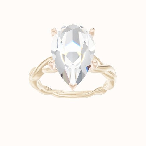 Cobra solitaire Twist Engagement Ring With Petal Four Prong Head