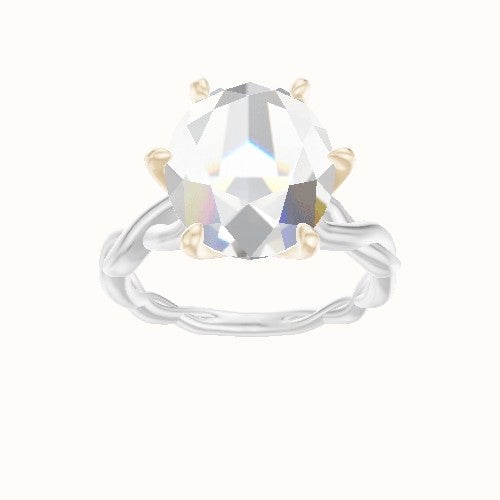 Cobra solitaire Twist Engagement Ring With Petal Six Prong Head