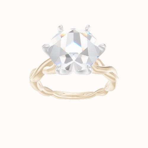 Cobra solitaire Twist Engagement Ring With Petal Six Prong Head