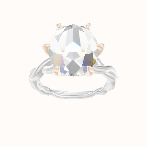 Cobra solitaire Twist Engagement Ring With Petal Six Prong Head