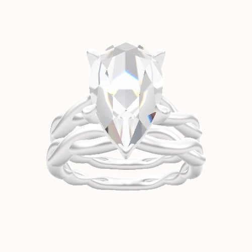 Cobra solitaire Twist Engagement Ring With Standard Four Prong Head and Matching Band