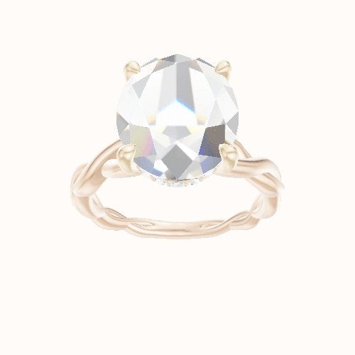 Cobra solitaire Twist Engagement Ring With V Prong with Hidden Halo Head