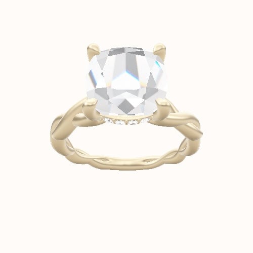 Cobra solitaire Twist Engagement Ring With V Prong with Hidden Halo Head