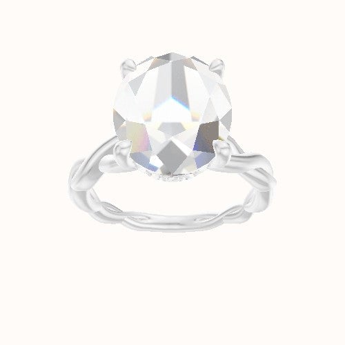 Cobra solitaire Twist Engagement Ring With V Prong with Hidden Halo Head