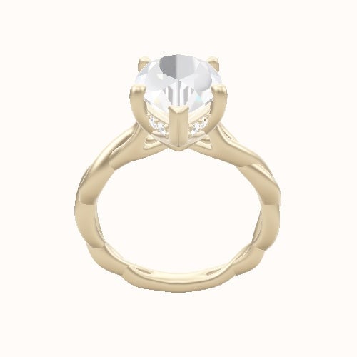 Cobra solitaire Twist Engagement Ring With V Prong with Hidden Halo Head