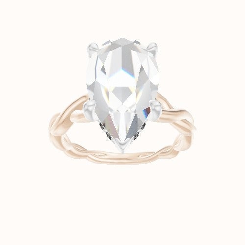Cobra solitaire Twist Engagement Ring With V Prong with Hidden Halo Head