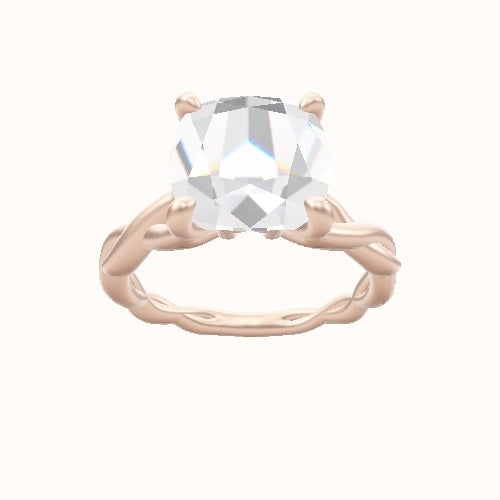 Cobra solitaire Twist Engagement Ring With X Gallery Head