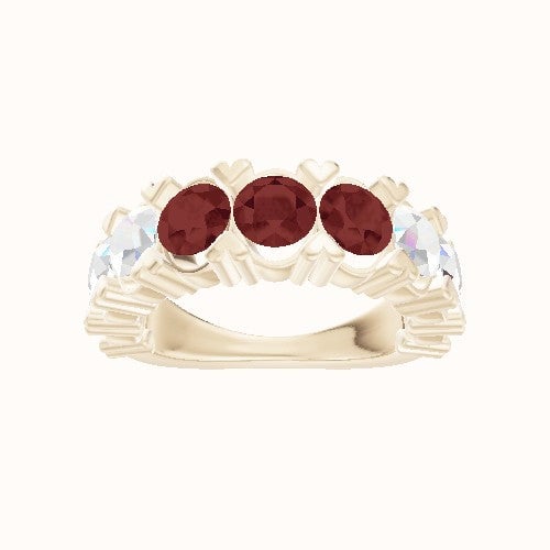 Custom Alternating Diamond Bezel Set Eternity Band with Garnet, Garnet, Garnet