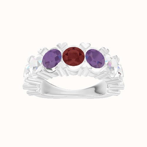 Custom Alternating Lab Diamond Bezel Set Eternity Band with Amethyst, Garnet, Amethyst