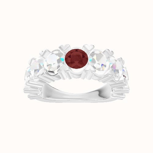 Custom Alternating Lab Diamond Bezel Set Eternity Band with Garnet