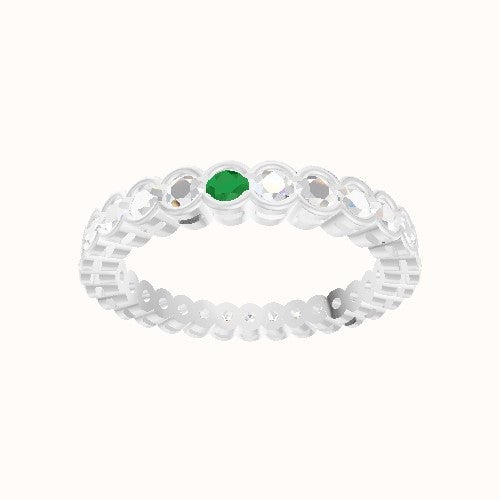 Custom Half Bezel Round Lab Diamond Eternity Band with Emerald