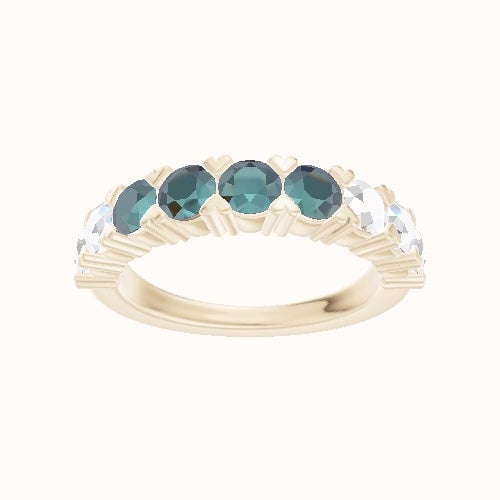 Custom Nine-Stone Round Lab Diamond Wedding Ring with Alexandrite, Alexandrite, Alexandrite, Alexandrite