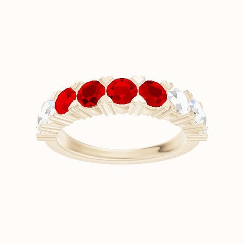Custom Nine-Stone Round Lab Diamond Wedding Ring with Ruby, Ruby, Ruby, Ruby