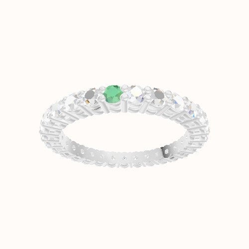 Custom Round Shared Prong Diamond Eternity Band with Peridot