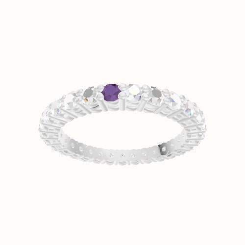 Custom Round Shared Prong Lab Diamond Eternity Band with Amethyst