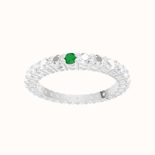 Custom Round Shared Prong Lab Diamond Eternity Band with Emerald