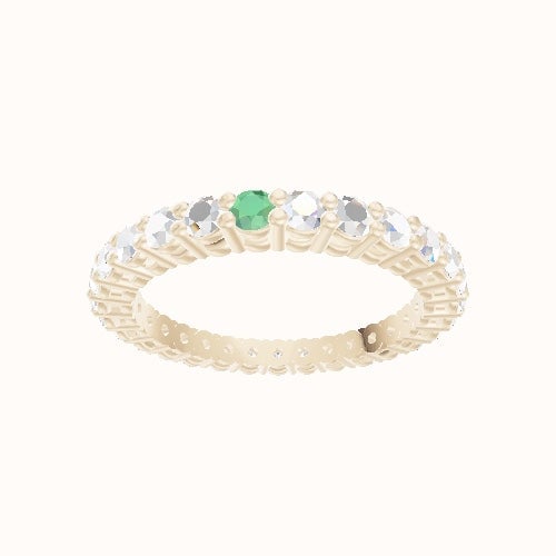 Custom Round Shared Prong Lab Diamond Eternity Band with Peridot