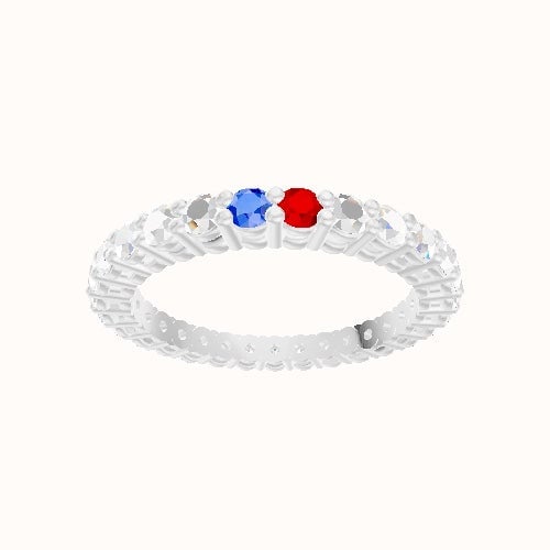 Custom Round Shared Prong Lab Diamond Eternity Band with Ruby, Sapphire