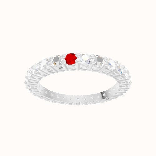 Custom Round Shared Prong Lab Diamond Eternity Band with Ruby