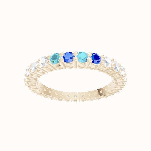 Custom Round Shared Prong Lab Diamond Eternity Band with Sapphire, Aquamarine, Sapphire, Aquamarine