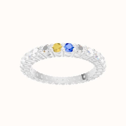 Custom Round Shared Prong Lab Diamond Eternity Band with Sapphire, Citrine