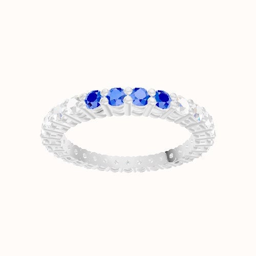 Custom Round Shared Prong Lab Diamond Eternity Band with Sapphire, Sapphire, Sapphire, Sapphire
