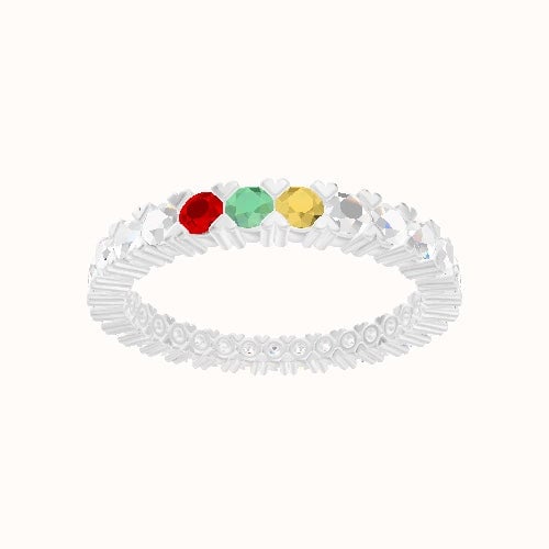 Custom Shared Prong Round Lab Diamond Eternity Band with Citrine, Peridot, Ruby