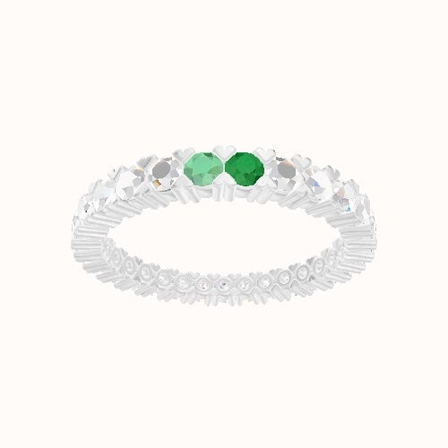 Custom Shared Prong Round Lab Diamond Eternity Band with Emerald, Peridot