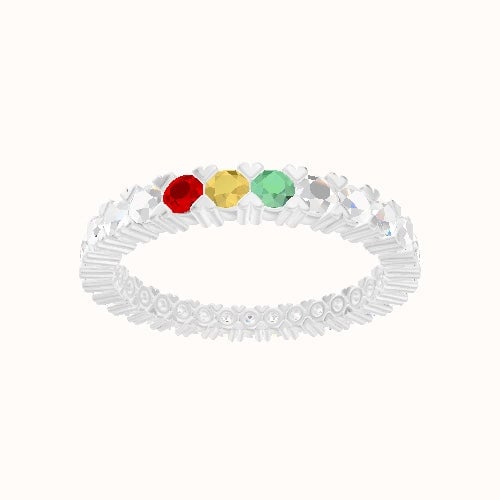 Custom Shared Prong Round Lab Diamond Eternity Band with Peridot, Citrine, Ruby