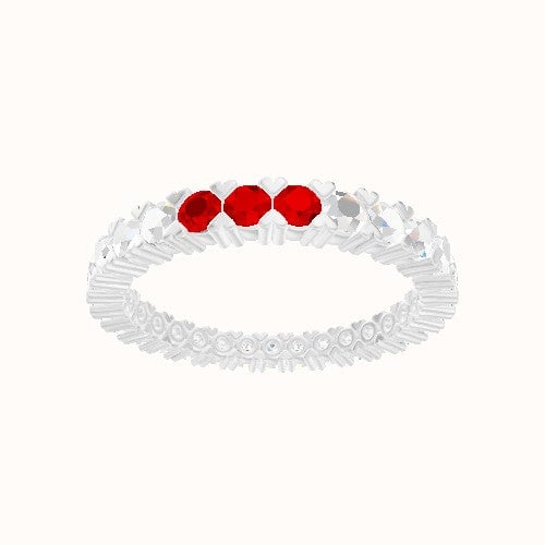 Custom Shared Prong Round Lab Diamond Eternity Band with Ruby, Ruby, Ruby