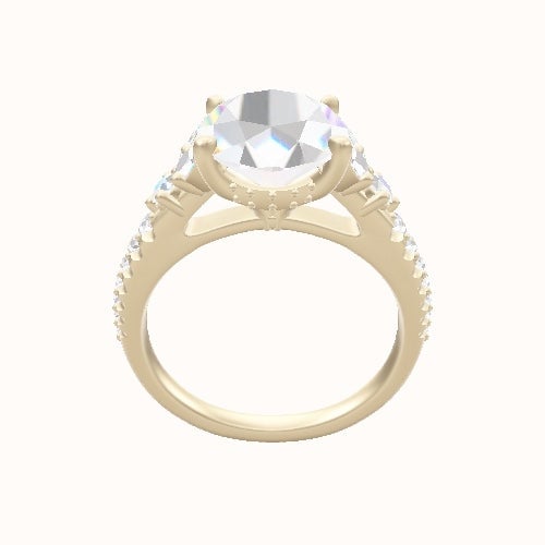 Diamond Band with Marquise & Round Diamond Sidestones Engagement Ring With Front set gallery Head