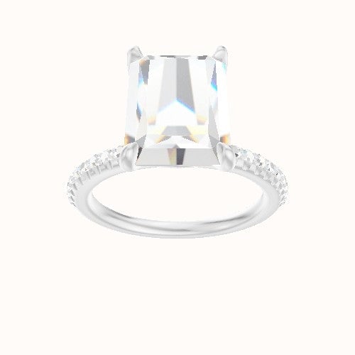 Half Pave Engagement Ring With Accent Diamond Head